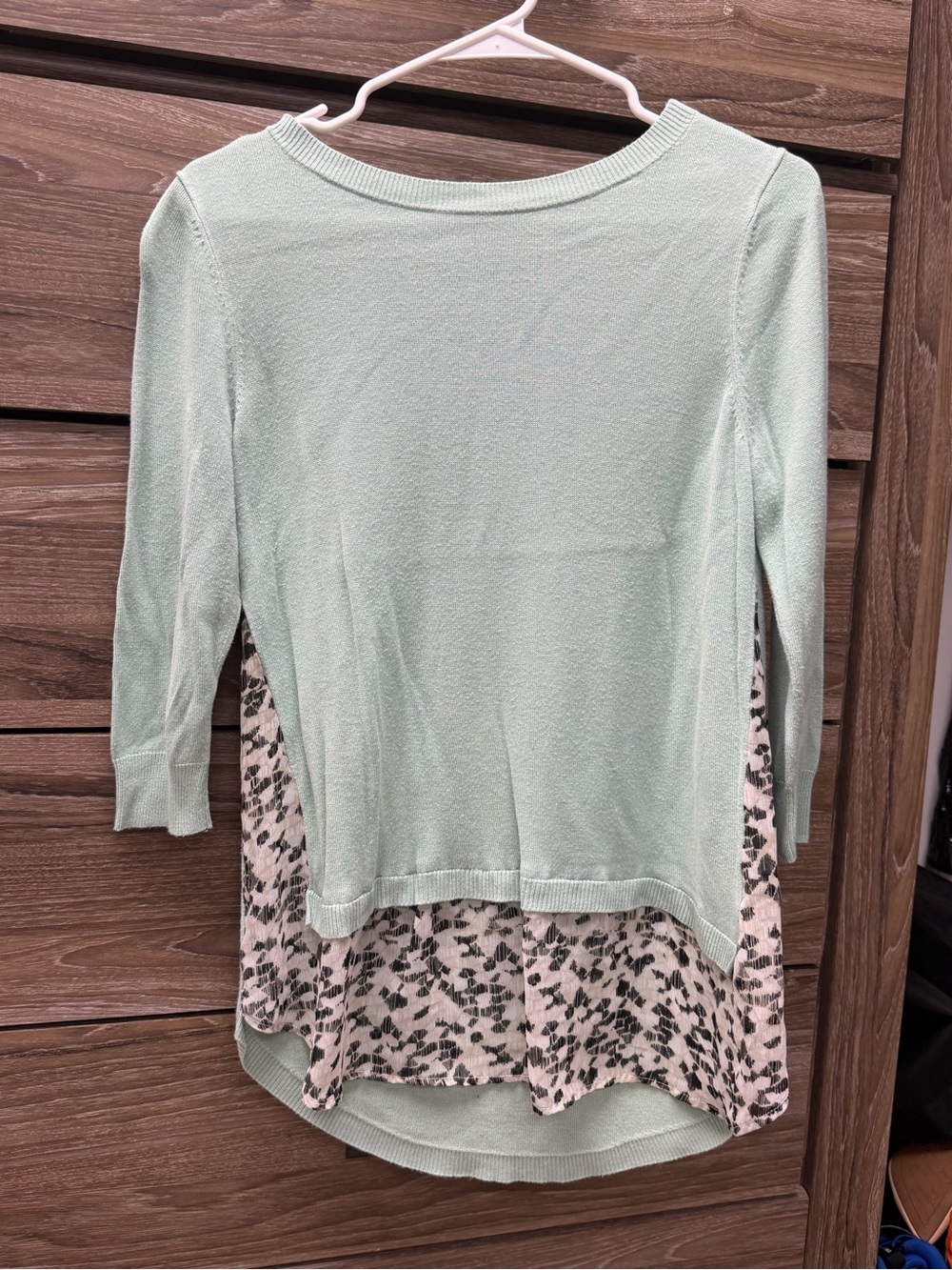 Roz & Ali Mint Knit Tunic with Printed Chiffon Back